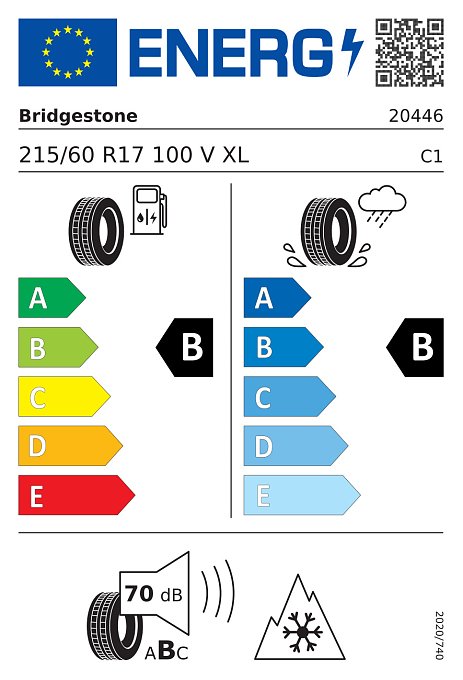 Reifenlabel - BRIDGESTONE BLIZZAK 6 XL ENLITEN